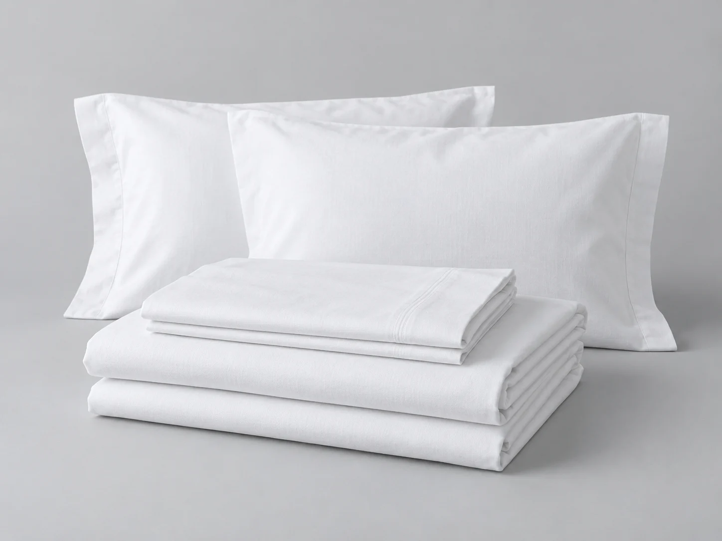 Linge de lit blanc soigneusement plié